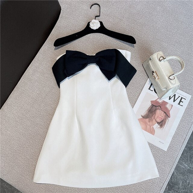 Black Bow Strapless Short Dress - Kopiwrite Kollective