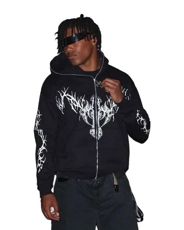 Gothic Clothing Trend Zipper Hoodies - Kopiwrite Kollective