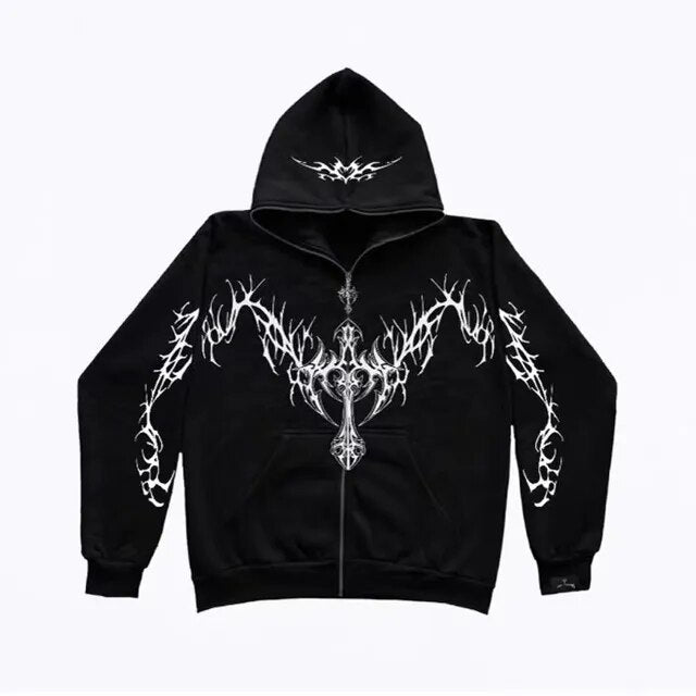 Gothic Clothing Trend Zipper Hoodies - Kopiwrite Kollective