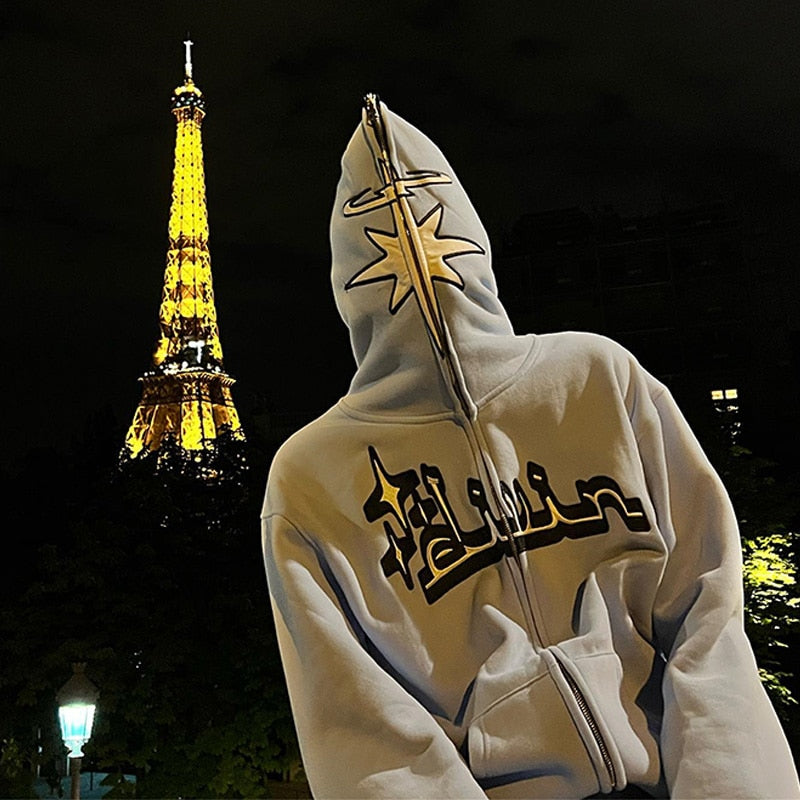 Full Zip Star Print Hoodies - Kopiwrite Kollective